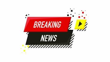 Breaking news banner isolated on white background. Banner design template. Motion graphics. video