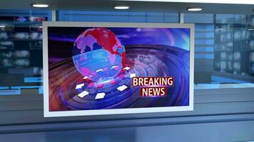 3D Virtual TV Studio News, Backdrop For TV Shows .TV On Wall.3D Virtual News Studio Background,3d illustration video