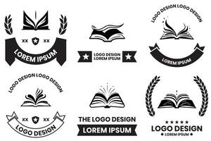 open book logo in flat line art style photo