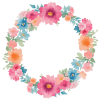 Wreath frame of flowers AI generated png