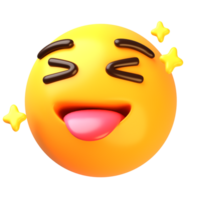 Face with tears of joy and tongue pop out 3D Emoji Icon png