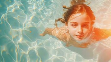 Girl in swimming pool photo