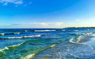 Tropical mexican beach clear turquoise water Playa del Carmen Mexico. photo