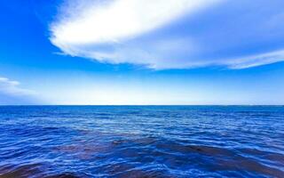 Tropical mexican beach clear turquoise water Playa del Carmen Mexico. photo