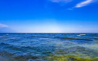 Tropical mexican beach clear turquoise water Playa del Carmen Mexico. photo