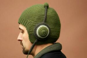 A beanie with headphones built-in photo