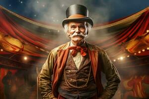 Captivating Circus tent arena performer old man. Generate Ai photo