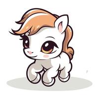 Cute little pony isolated on white background. Vector cartoon illustration.