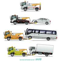 Set of Tow Truck and Broken Car vector