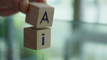 AI letters on dice, AI era concept, closeup of a AI video