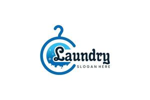 Laundry and dry cleaning logo design with letter C concept vector