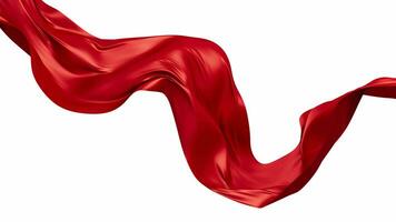 Red silk fabric, red cloth material flying in the wind , 3d rendering. video