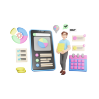 3D Character Illustration for Business App - Modern Technology Concept png