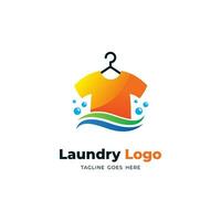 simple laundry logo design, laundry symbol with clothes and bubbles illustration vector