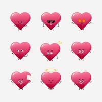 Cute love heart character vector illustration