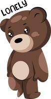 Lonely brown teddy bear vector illustration on a white background