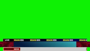 New style live breaking news lower third with blank text and seamless looping 4k green screen video