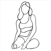 vector drawing of a woman, woman's body outline. abstract drawing in line art style