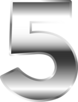 Silver Metal Number  5 png