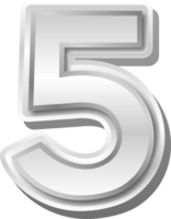 Silver Metal Number  5 png