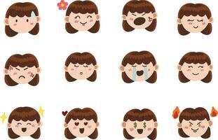 Girl facial expression vector