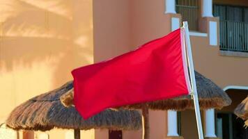 Red flag swimming prohibited high waves Playa del Carmen Mexico. video