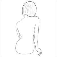 Beauty woman body one line art drawing naked female body outline vector illustration