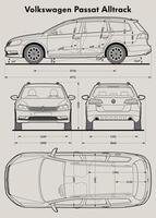 2012 VW Passat Alltrack car blueprint vector