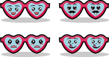 Collection of cute emoticon emoji. Doodle cartoon vector