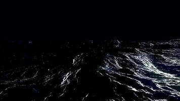 Animation of sea Waves at night. Landscape of world on sea or ocean. Sea surface, waves in a dark night. Seamless loop video