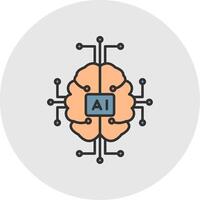 Artificial Intelligence Line Filled Light Circle Icon vector