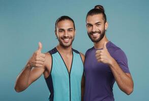 AI Generated Two Happy Men Giving Thumbs Up photo