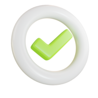 Green check mark button, Conrrect 3d icon png