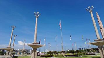 Putra Jaya, Malaysia. May 21, 2023. Putra Mosque or in Malay is Masjid Putre is a mosque that was built in 1997 using rose red granite and consists of three functional areas, prayer room, mosque yard video