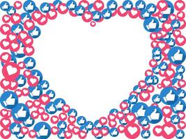 Like and heart icons background. social network concept design vector