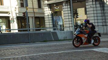 PADOVA ITALY 18 JULY 2020 Motorcycles start from the traffic light video