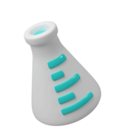 3d medical white flask icon. Scientific technology. laboratory, biotechnology, chemistry, science concept. Trendy and modern 3d style png