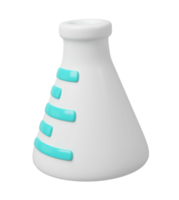 3d medical white flask. Scientific technology Medical. laboratory, biotechnology, chemistry, science concept. Trendy and modern cartoon style png