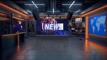 3D Virtual TV Studio News, Backdrop For TV Shows .TV On Wall.3D Virtual News Studio Background,3d illustration video