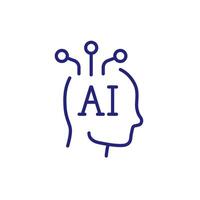 AI, Artificial intelligence line icon vector