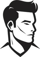 Suave Silhouette Insignia Stylish Male Face Icon with Smooth Lines Sculpted Serenity Badge Vector Design for Calm Male Face Logo