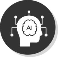 Artificial Intelligence Glyph Grey Circle Icon vector