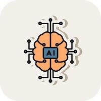 Artificial Intelligence Line Filled White Shadow Icon vector