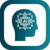 Artificial Intelligence Glyph Gradient Round Corner Icon vector