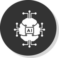 Artificial Intelligence Glyph Grey Circle Icon vector