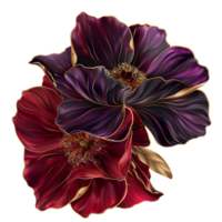 Beautiful, elegant and modern dark red and purple flowers png