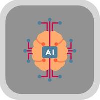 Artificial Intelligence Flat Round Corner Icon vector