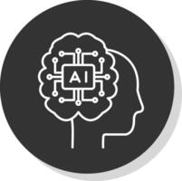 Artificial Intelligence Line Grey Circle Icon vector