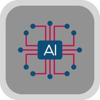 Artificial Intelligence Flat Round Corner Icon vector