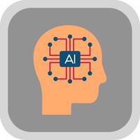 Artificial Intelligence Flat Round Corner Icon vector